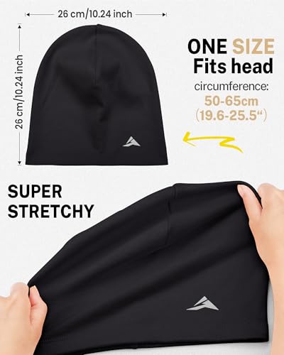 Image of GXCROR Fleece Beanies Flexfit Winter Hats Skull Cap Cycling Cap Reflective Running Gear Bonnet