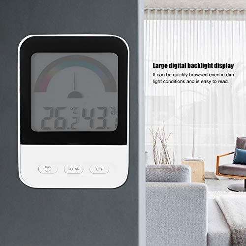 Digital Hygrometer, Indoor Thermometer with LCD Backlight Display Room Thermometer Humidity Monitor Indoor Room Thermometer Hygrometer for Home Office Greenhouse Cellar
