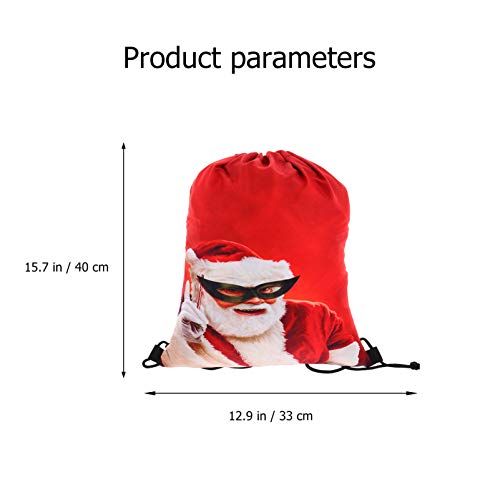 ABOOFAN 2 Pcs Saco de Doces Com CordÃ£o de Natal Com ImpressÃ£o de PoliÃ©ster Mochila Com CordÃ£o pa
