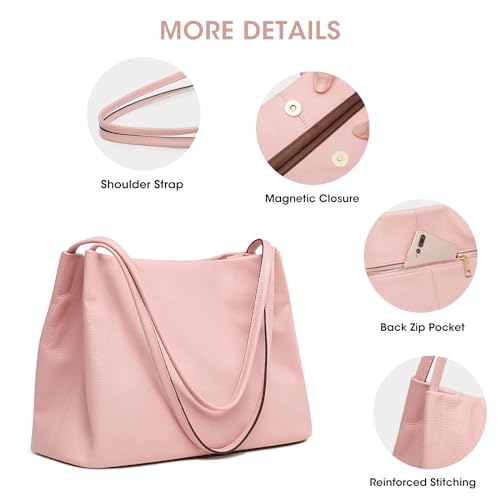 Image of Kattee Leather Tote Bags for Women, Casual Shoulder Hobo Purses and Handbags, Top Magnetic Snap Closure