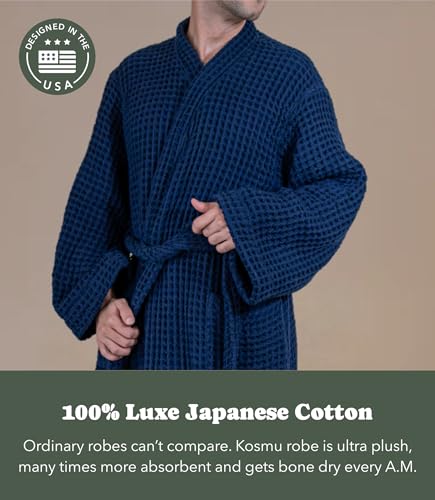 Image of Luxury Organic Japanese Cotton Hotel & Spa Waffle Bathrobe for Men and Women (Hooded /Kimono)