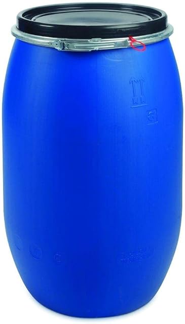 INVOPAK 120 Litre Plastic Blue Open Top Barrel with Lid & Ring UN Approved Food Grade
