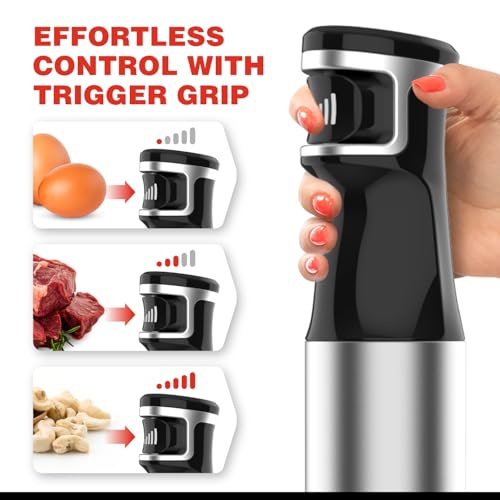 Immersion Blender Handheld Corded Hand Blender 1100W, Trigger Variable Speed 5 in 1 Stick Blender, Emulsion Blender with Chopper, Whisk and Frother for Soup, Baby Food and Smoothies - Image 2