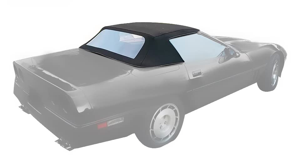 Kojem Convertible Soft Top Compatible with 1986-1993 Chevy Chevrolet Corvette C4 Replacement for COR86989 CHE5156165 2 Door Black Sailcloth Vinyl w/Plastic Window