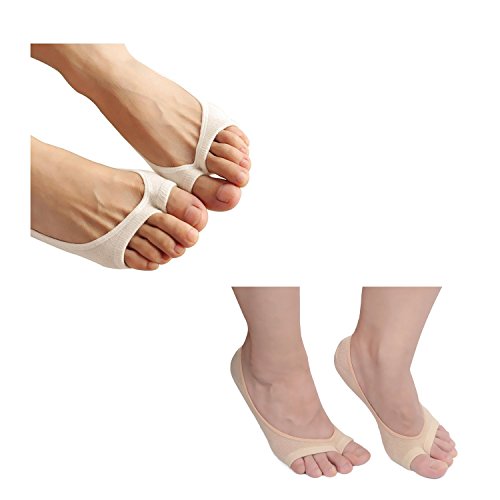 Image of seven wolves Womens Peep Toe Socks 6 Pairs, Toeless Cotton No Show Socks Non Slip Shoe Liner