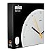 Braun Classic Analogue Wall Clock with Silent Sweeping Quartz Movement, Easy to Read, 23cm Diameter in White, Model BC26W.