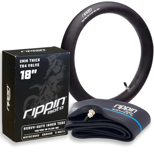 Rippin Moto 4.50-18 Performance Duty Natural Rubber Motorcycle Inner Tube 2mm Thick TR4 Valve Stem Fits 110/100-18 120/80-18 Dirt Bike Tires for Motocross Enduro & E-Moto