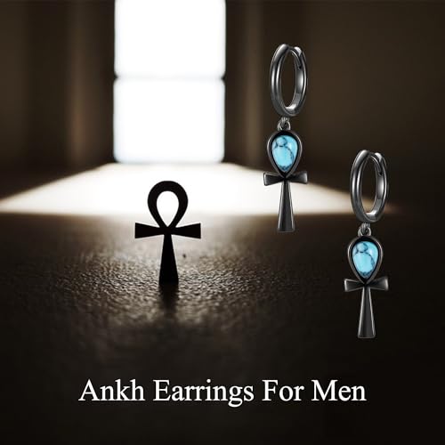 Pendientes Ankh de plata de ley 925 con detalles negros de ONEFINITY 5