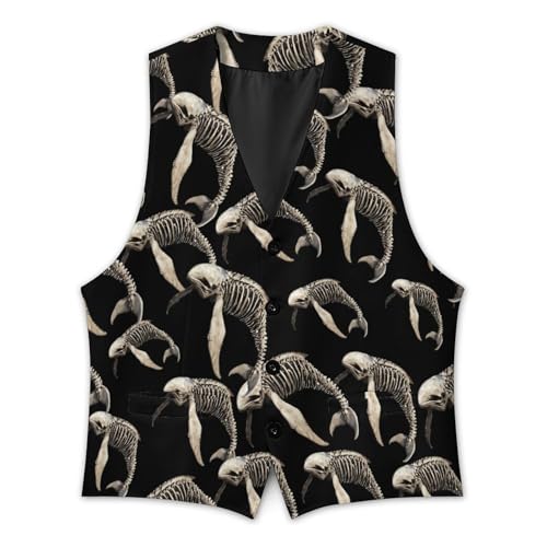 Whale Skeleton Trendy Vest Suit for Men V Neck Formal Dress Waistcoat Vests Business Slim Fit2