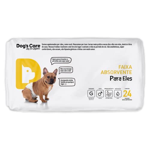 Kit de Fraldas Higiênica para Cães Macho - Dog's Care - Tamanho G - 72 Unidades