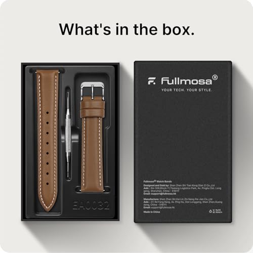 Image of Fullmosa Watch Band, Quick Release Leather Watch Strap Compatible with Samsung Galaxy Garmin for Men Women, Replacement Bands Width 12mm 14mm 16mm 18mm 19mm 20mm 21mm 22mm 24mm