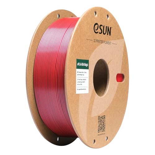 Image of eSUN Silk Magic PLA Filament 1.75mm, Shiny Silk Dual Color Co Extrusion 3D Printer Filament, 1KG (2.2 LBS) Spool 3D Printing Color Change Filament for 3D Printers, Black Red