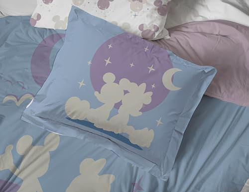 Image of Disney Mickey and Minnie Mouse Queen Comforter Set 7 Piece Bedding, Grey | Bed in a Bag, Comforter Sheets Shams Pillowcases, Official Product, Soft Microfiber, Machine Washable, Kids Gift