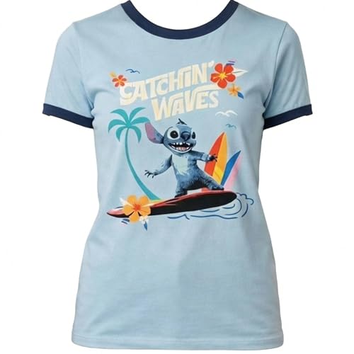 Image of Disney Lilo & Stitch Juniors Graphic T-Shirt - Stitch Tee for Women, Short Sleeve, Sizes XXS-3XL