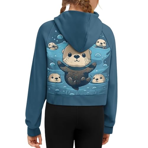 Half Zip Up Hoodies for Girls 5-14 Years Cropped Sweatshirt with Pocket Raglan Sleeve Fall Winter Clothes2