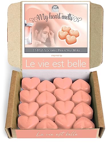 Image of Le Vie Est Belle Wax Melts: 16 x 5 g Heart Shaped Melts Inspired by La Vie Est Belle Perfume a Presentation Gift Box