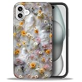 ZHEGAILIAN Case for iPhone 16,Shockproof Hard Shell + Soft Silicone 2 in 1 Hybrid,Shockproof Bumper Drop Protective - Ghost Floral Halloween