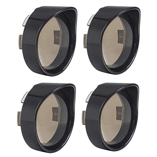 NTHREEAUTO 4PCS Bullet Smoked Turn Signals Lens Cover with Black Visors Bezels Compatible with Harley Dyna Sportster Softail Street Glide Road King