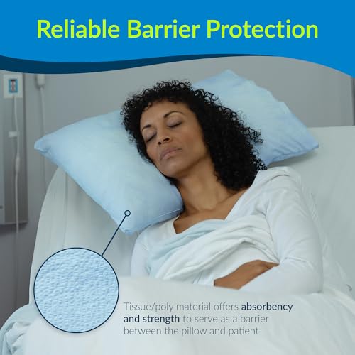 avalon 703 disposable pillowcases blue 21 wide x 30 long pack of 100  single-use pillowcases  tissue with poly back to help prevent leak-through  pebble embossed  medical supplies