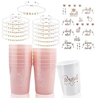 Junggesellenabschied Frauen, Braut und Team Braut Tassen mit Tattoos Set, 12 JGA Becher + 12 JGA Armbänder Frauen + 1 JGA Tattoo Aufkleber für Junggesellenabschied, Dating,Hochzeit, Begleitgeschenk