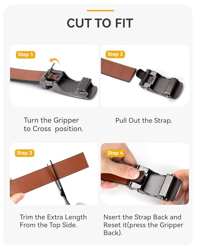 Image of CHAOREN Leather Ratchet Belt men 1 3 /8 inch | For Dress Pants - Micro Adjustable Belt Fit Everywhere