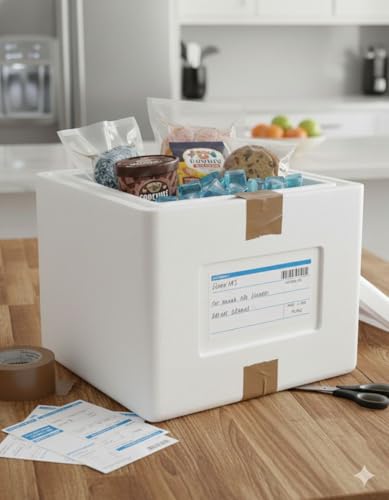Image of 8 Litre Thermocol Temperature Box with Lid | 8 mm Thick Heavy-Duty EPS Insulated Ice Box for Food, Medical, Vaccine & Cold Storage Delivery