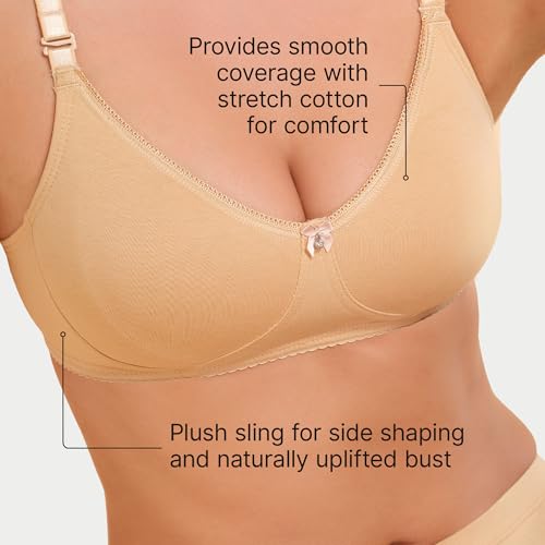 Image of Enamor A055 Comfort Shaper Cotton Plus Size T-Shirt Bra for Women- High Coverage, Non Padded and Wirefree