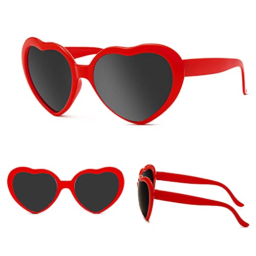 YQVIE 10/20 Pack Neon Color Heart Shaped Sunglasses for Women Heart Sunglasses in Bulk for Bachelorette Party Favors4