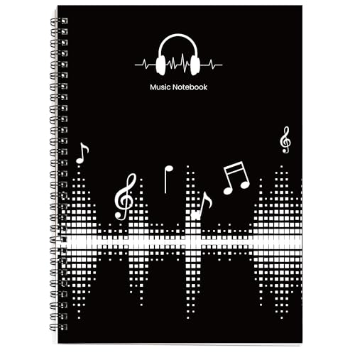 MAXCURY Blank Sheet Music Composition Manuscript Staff Paper Art Music Notebook Black 100 Pages 26x19cm (DJ)