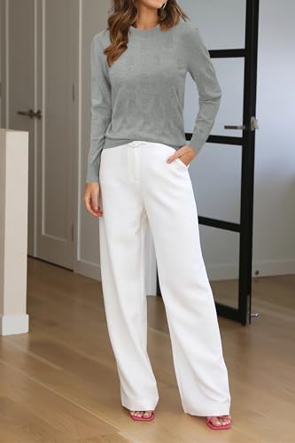 Image of Arach&Cloz Women's Soft Knit Sweater Fall Dressy Casual Pullover Tops