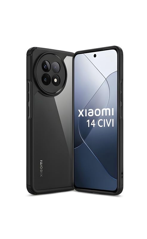 Image of Xiaomi 14 CIVI, Hybrid Design with Clear Back and Black Bumper, Camera Protection Cover