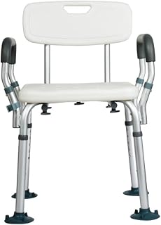 Panana Shower Chair for Elderly Shower Tool Anti-skid Rubber Feet Bath Tool with Arm, 5 Height Adjustable Shower Seat for Bathroom