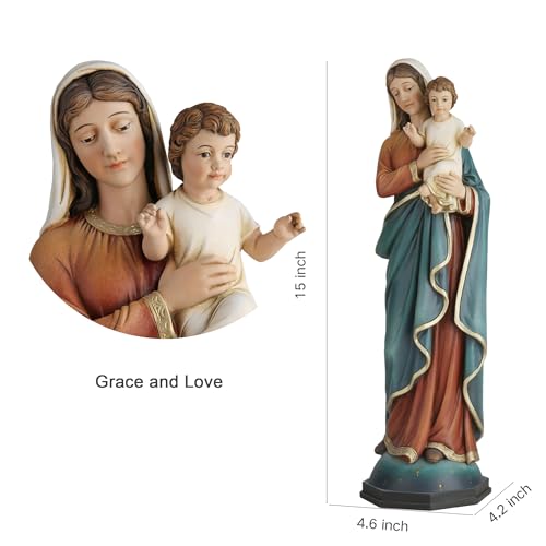 Estatua católica Virgen María con Niño Jesús 15 pulg miniatura 2
