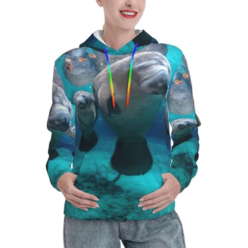Sweat à capuche lamantins des Antilles chaud et confortable pour femme
