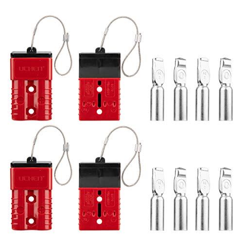 HYCLAT Red 50A 6-10 Gauge Battery Cable Quick Connect Disconnect Plug Wire Harness Plug Connector Recovery Winch Trailer (4 Pack) - Thumbnail 4