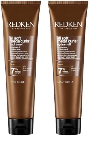 Redken Leave-In Haarcreme für lockiges oder krauses Haar, Belebt und hydratisiert trockenes Haar, Mit Aloe Vera, All Soft Mega Curls Hydramelt, 150 ml (Packung mit 2)