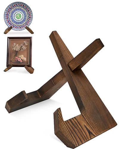 Meafeng 6.5 Inch Wooden Picture Frame Stand, Plate Display Stand, Tabletop Decorative Picture Stand For Display Collection (Wood Color)