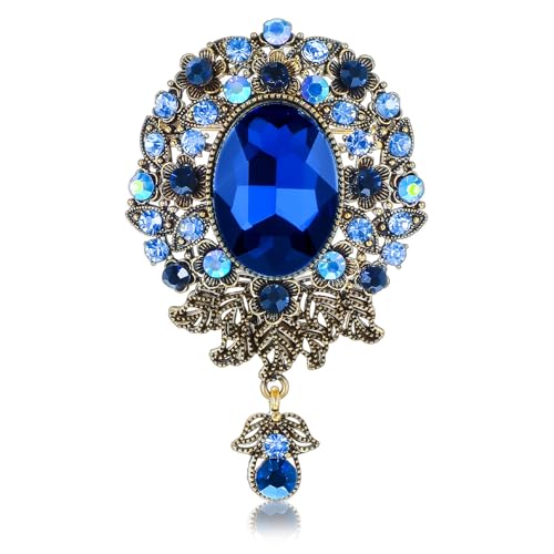 Image of Brooch For Women Suit, Mabor Vintage Teardrop Brooch Pin for Men Crystal Elegant Flower Badge Brooches Laple Pins Corsage for Clothes Dress Hats Bags Brooch Jewelry