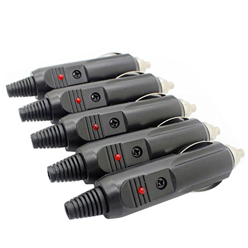 Discogoods 5Pcs 12V Male Car Cigarette Lighter Socket Plug Connector With Fuse Red Led Cigar Lighter #TOP1
