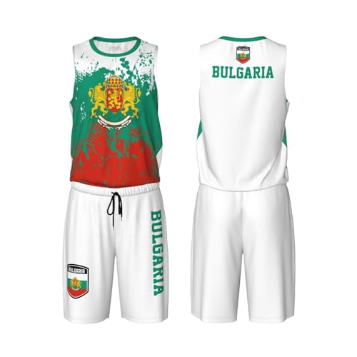 Bulgaria Flag Grain (1) Basketball Jersey Uniform Suit for Men Women Adults Training Athletic Set