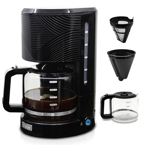 briebe Elegance Cafetière Filtre 10 Tasses Machine à Café, Filtre Permanent Réutilisable, Fonction Maintien au Chaud, Système Anti-goutte 1,25L, Noir