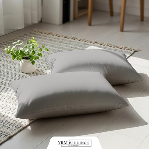 Image of YRM Bedding's - Egyptian Cotton 600TC Pillow Cover | Premium Pillowcases | Luxury Bedding-Export Collection | High Thread Count Durable & Breathable Covers - Silver Grey | [21''x36''] Inches