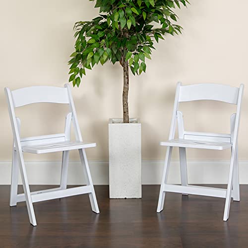 resin folding chairs - Flash Furniture 2 Pack HERCULES Series 1000 lb. Capacity White Resin Folding Chair with Slatted Seat