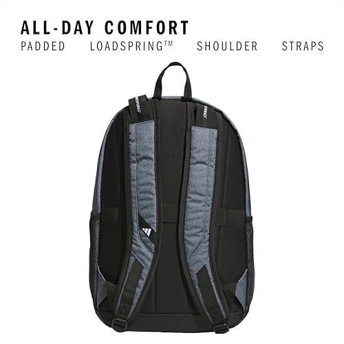 adidas Prime Backpack for Work, Travel Bag for Women and Men with Padded Compartment for Laptop, Twill Onix Grey/Black, One Size image 4