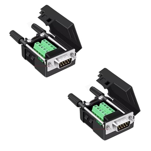 Willwewon - Willwewon 2PCS DB9 Male Solderless Breakout Connector, RS232 D-SUB DB9 Serial to 9Pin Port Terminal Block with Case Long Bolts Tail Pipe