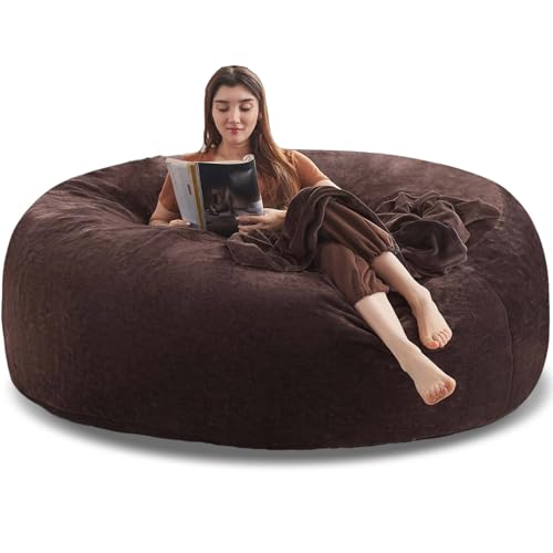 Big Bean Bag Chairs for Adults，Bean Bag Chair with Filler，Memory Foam Chair，Removable and Washable Flannel Cover, Giant Bean Bag, Suitable for Living Room, Bedroom and Reading (Brown, 6Ft)