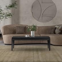 NTC Mingle Modern Wooden Rectangle Coffee Table with Hidden Drawer Waterproof & Heat Resistant, Burnt Black