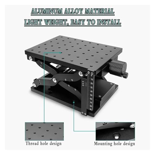 Precyzyjna ręczna platforma podnośna, 110mm Stroke Lab Jack, 66lb Pojemność Aluminium-Axis Riser z blokującym kółkiem ręcznym do montażu mikroskopu i sprzętu optycznego