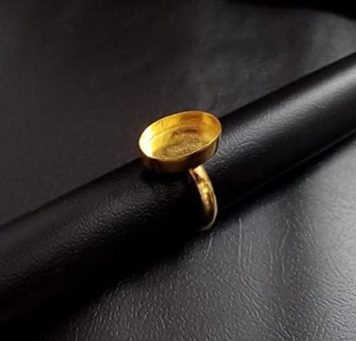 Miniatura 5 de Chapado en oro sobre plata de ley 925 con forma ovalada de bisel liso, engaste de bisel en blanco, base de anillo en blanco, bisel para trabajo de