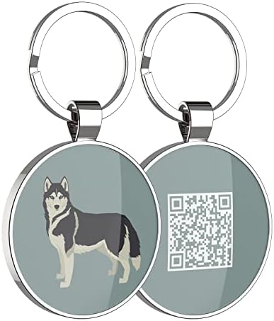 DISONTAG QR Code Dog Tags, Personalized Dog Tags for Pets, Dog ID Tags, Dog Name Tags, Online Pet Page Prevent Lost/Modifiable Siberian Husky Gifts